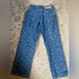 Ragged Size 30 Jeans with Floral Detail